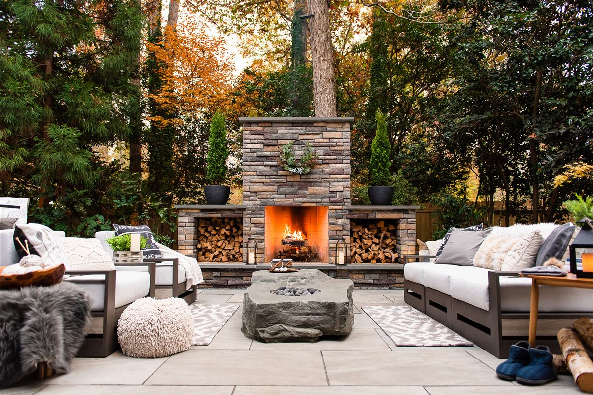 Custom outdoor kitchen matching a modern home